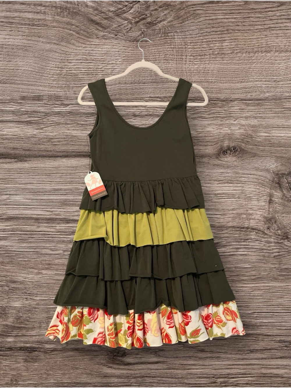 Matilda Jane Tiered Ruffle Midi Dress with Floral Hem Serendipity Collection NWT